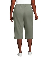 Lands' End Plus Sport Knit High Rise Elastic Waist Capri Pants