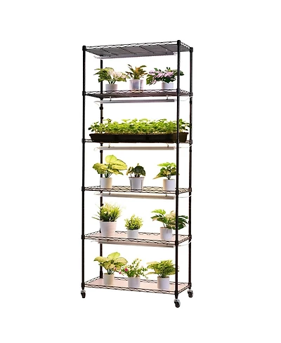 Sugift 6-Tier Indoor Plant Shelf with Grow Light 71in Tall Full Spectrum Led