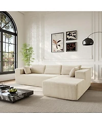 Famapy Modular Sectional Sofa with Pillows, L-Shape Corduroy Cloud Couch
