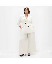 City Chic Women's Pinstripe Double Breasted Blazer