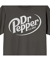 Dr. Pepper Men's White Logo Adult Charcoal Crew Neck Short Sleeve T-shirt
