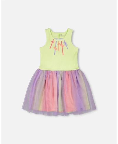 Deux par Deux Little Girls Sleeveless Bi-Material Dress