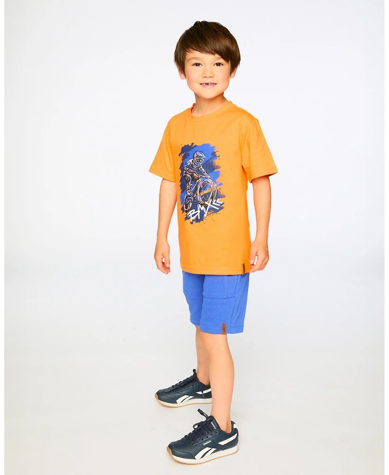 Deux par Deux Little Boys ganic Cotton Jersey T-Shirt with Bmx Print