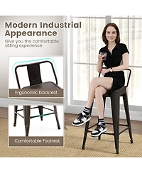 Gouun 24 in Metal Counter Height Stackable Chair Set of 4 with Removable Back and Footrest