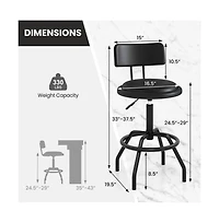 Gouun Adjustable Swivel Counter Height Bar Stool Set of 2 with Padded Pu Leather Seat and Back