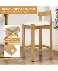 Gouun 24 in Teddy Velvet Upholstered Counter Height Bar Stool Set of 2 with Shell Backrest