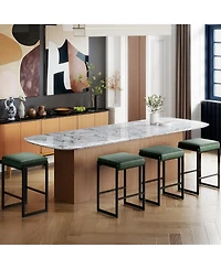 Gouun 26 in Counter Height Faux Leather Backless Bar Stool Set of 2 with Padded Saddle Seat