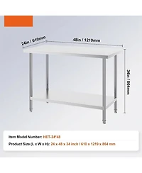 Sugift Stainless Steel Prep Table 24 x 48 x 34 in 800 lbs Capacity for Commercial Use