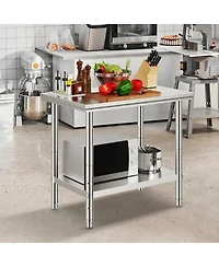 Sugift Stainless Steel Prep Table 900x600x800 mm 700 lbs Load Capacity