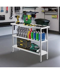Sugift Stainless Steel Food Prep Table 14 x 48 x 34 in with Adjustable Undershelf for Kitchen