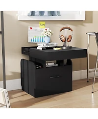 sumyeg Nightstand with Charging Station Modern Bedside Table for Living Room Bedroom Office