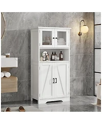 gaomon Tall Bathroom Storage Cabinet with 4 Doors and Adjustable Shelves