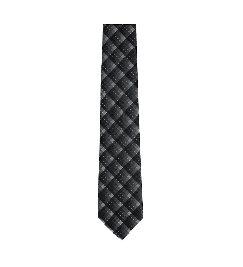 Trafalgar Men's Falcon Grey and Silver Micro Square Business Silk Necktie