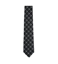 Trafalgar Men's Falcon Grey and Silver Micro Square Business Silk Necktie