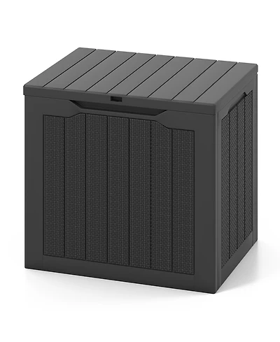 Slickblue Outdoor Storage Box 25 Gallon Deck with Lockable Lid and Wicker-woven