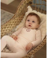 MeMoi Baby Girls "A Flower Power" Embroidered Long-Sleeve Footie