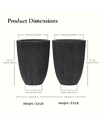 LuxenHome 2-Piece Tall Tapered Round Plastic Planters Set