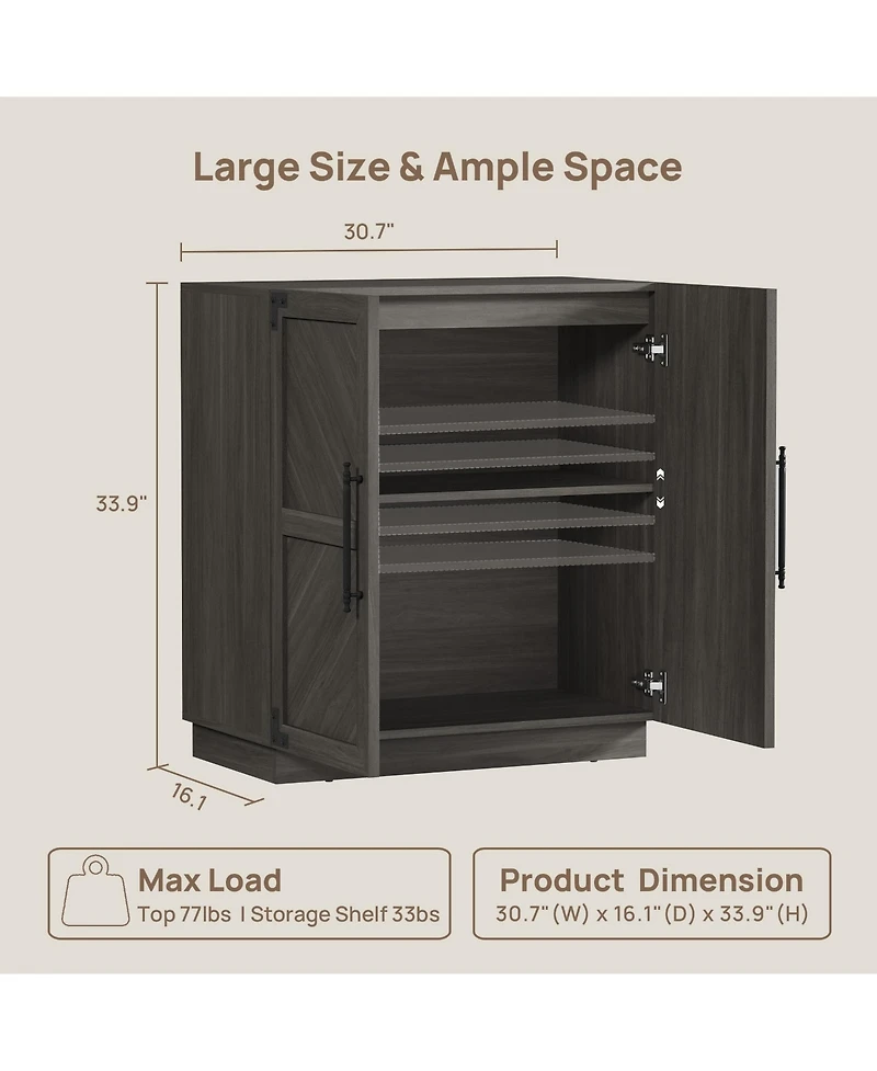 Yigii Sideboard Buffet Cabinet Farmhouse Storage Adjustable Shelves Living Room Entryway