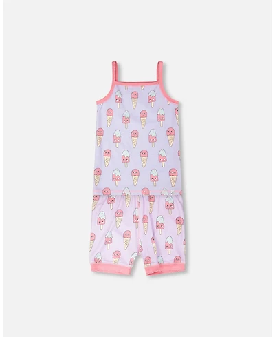 Deux par Deux Little Girls Cotton Two-Piece Pyjama Set Printed Ice Creams