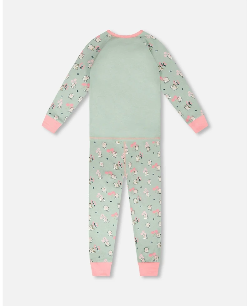 Deux par Deux Little Girls Cotton Two-Piece Pyjama Set Kitten Print