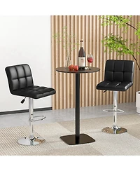 Gouun Adjustable Height Swivel Bar Stool Set of 2 with Pu Leather Seat and Heavy-Duty Metal Base