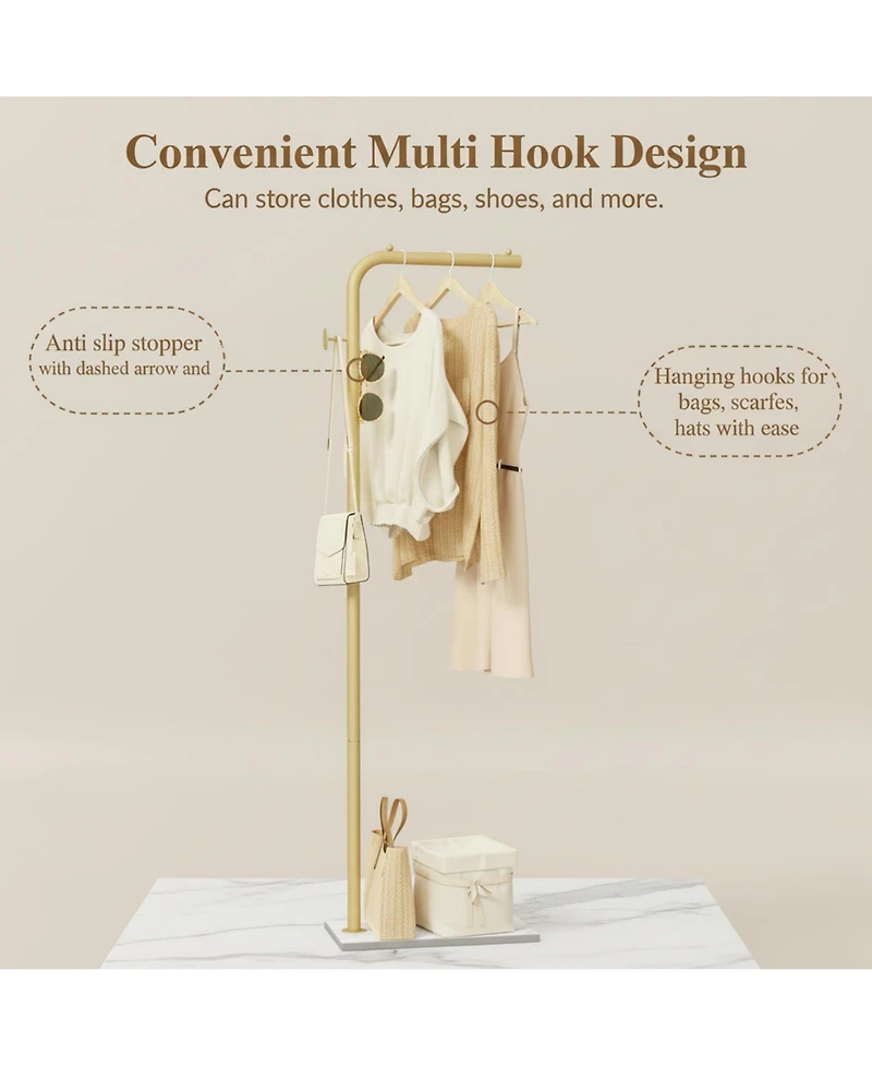 Yigii L Shaped Freestanding Metal Coat Rack Tree with Rock Base for Bedroom Hallway Entrance