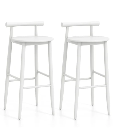 Gymax Bar Height Stools Set of 2 Bar Chair w/ Acacia Wood Frame Supporting Legs