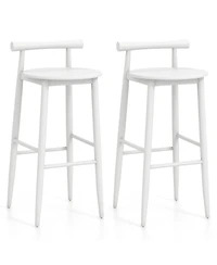 Gymax Bar Height Stools Set of 2 Bar Chair w/ Acacia Wood Frame Supporting Legs