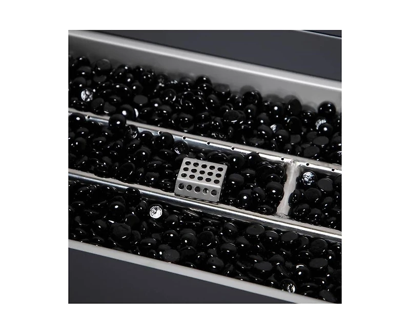 LeisureMod Chelsea Propane Fire Pit 44 Inch 55,000 Btu Auto-Ignition Gas Table with lid, Wind Guard and Decorative Stones Aluminum Frame