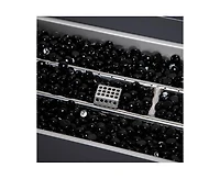 LeisureMod Chelsea Propane Fire Pit 44 Inch 55,000 Btu Auto-Ignition Gas Table with lid, Wind Guard and Decorative Stones Aluminum Frame