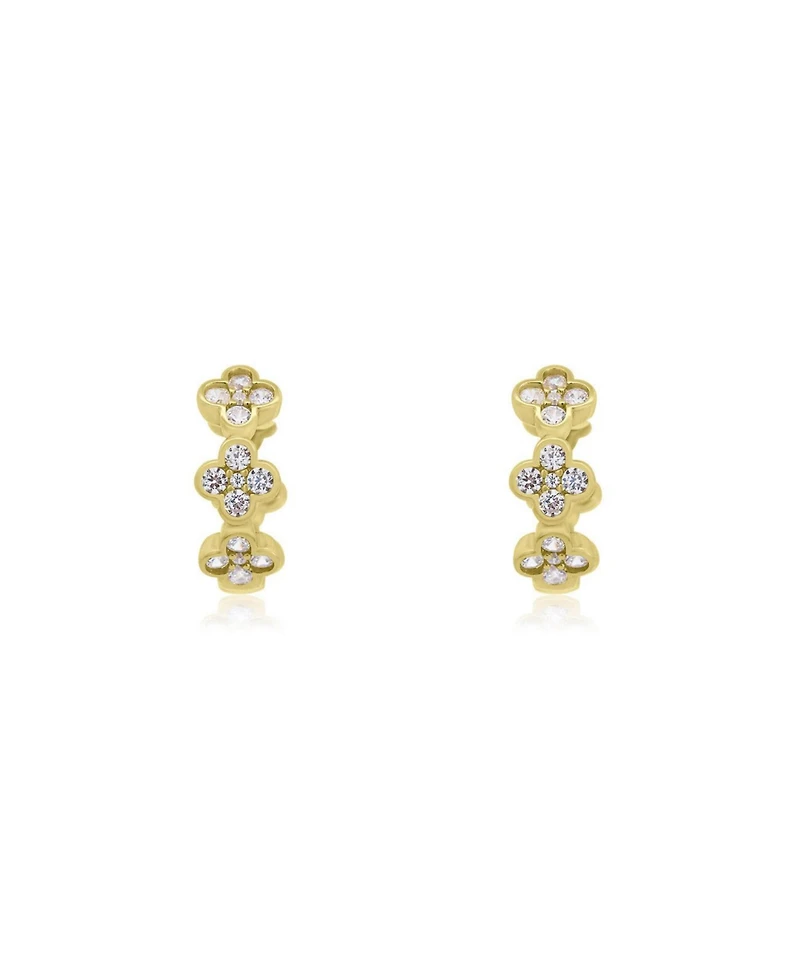 The Lovery Cz Clover Huggie Hoop Earrings 14K Gold-Plated Sterling Silver