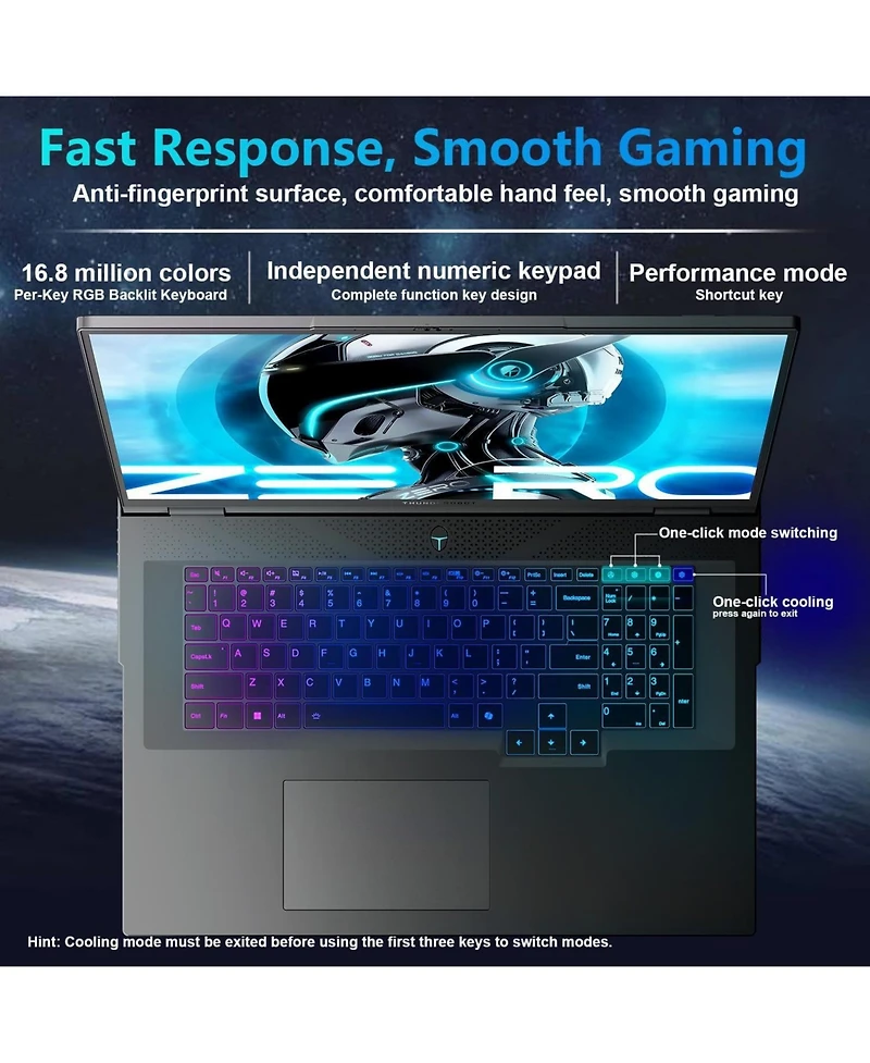 Thunderobot Zero Traditional Laptop Intel Core Ultra 9 32GB Ram Nvidia GeForce Rtx 2TB Ssd Storage Windows 11 Home 240Hz