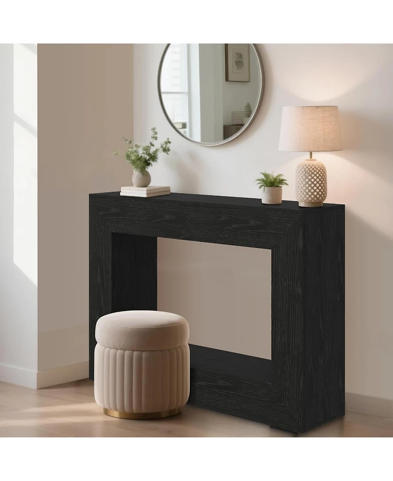 Rainsken Modern Rectangle Coffee Table, 47.2" Wood Center Table with 4 Drawers and 2 Display Shelves, Fluted Design for Living Room