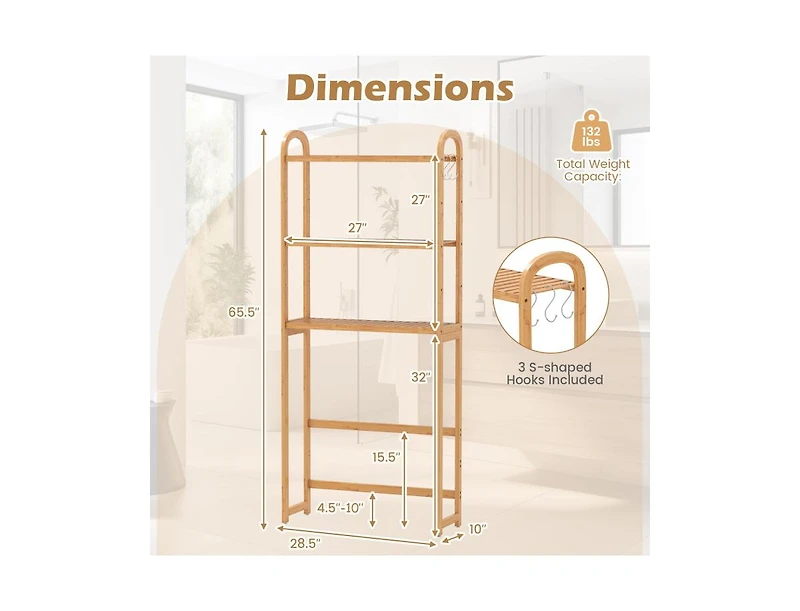 Slickblue 3-Tier Wicker Bathroom Floor Organizer with Adjustable Shelves