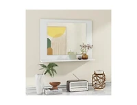 Slickblue 23.5x17.5 Inch Rectangle Bathroom Mirror with Wood Shelf