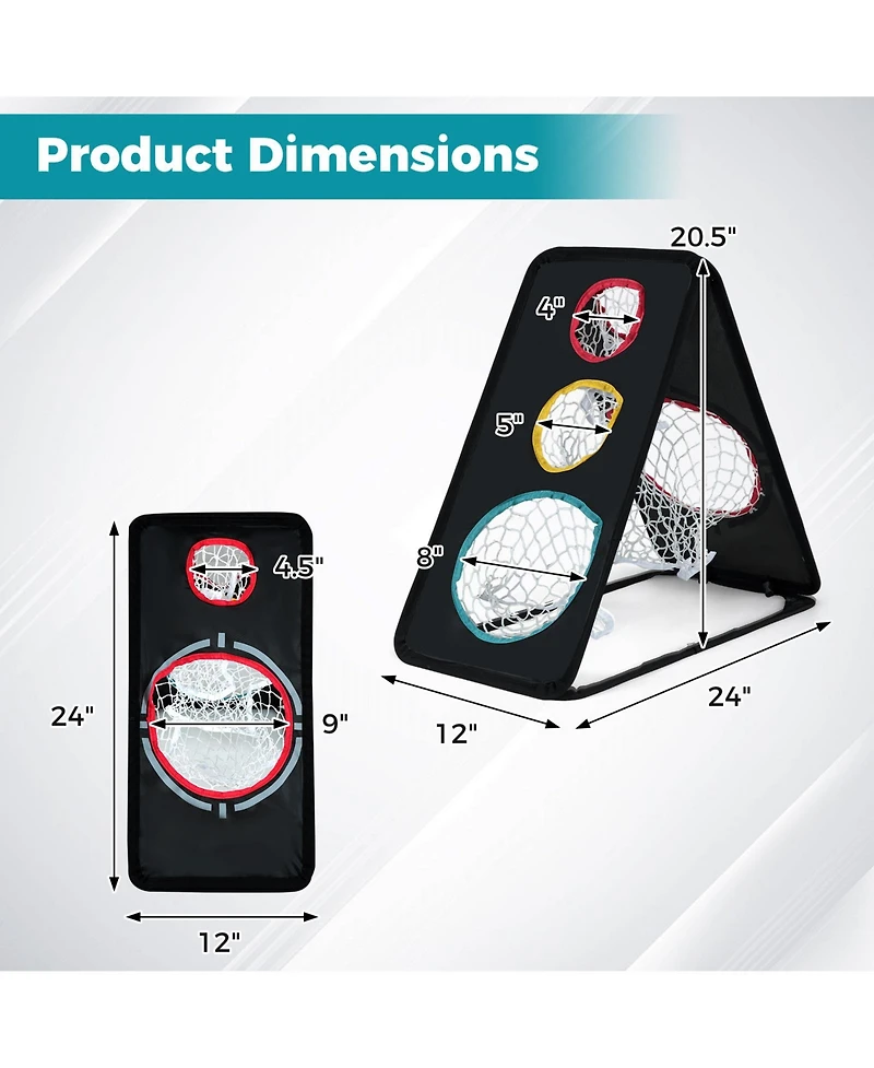 Mecale Dual-Sided Golf Chipping Net with Triple Targets, 5-Hole Training System
