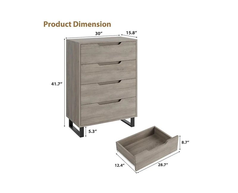 gaomon 4-Drawer Dresser for Bedroom, Freestanding Storage Chest.