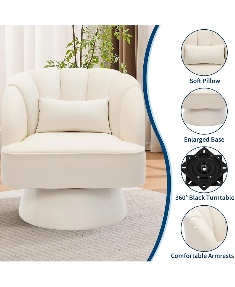 gaomon Swivel Barrel Accent Chairs Set of 2, 360° Striped Back Lounge Chairs