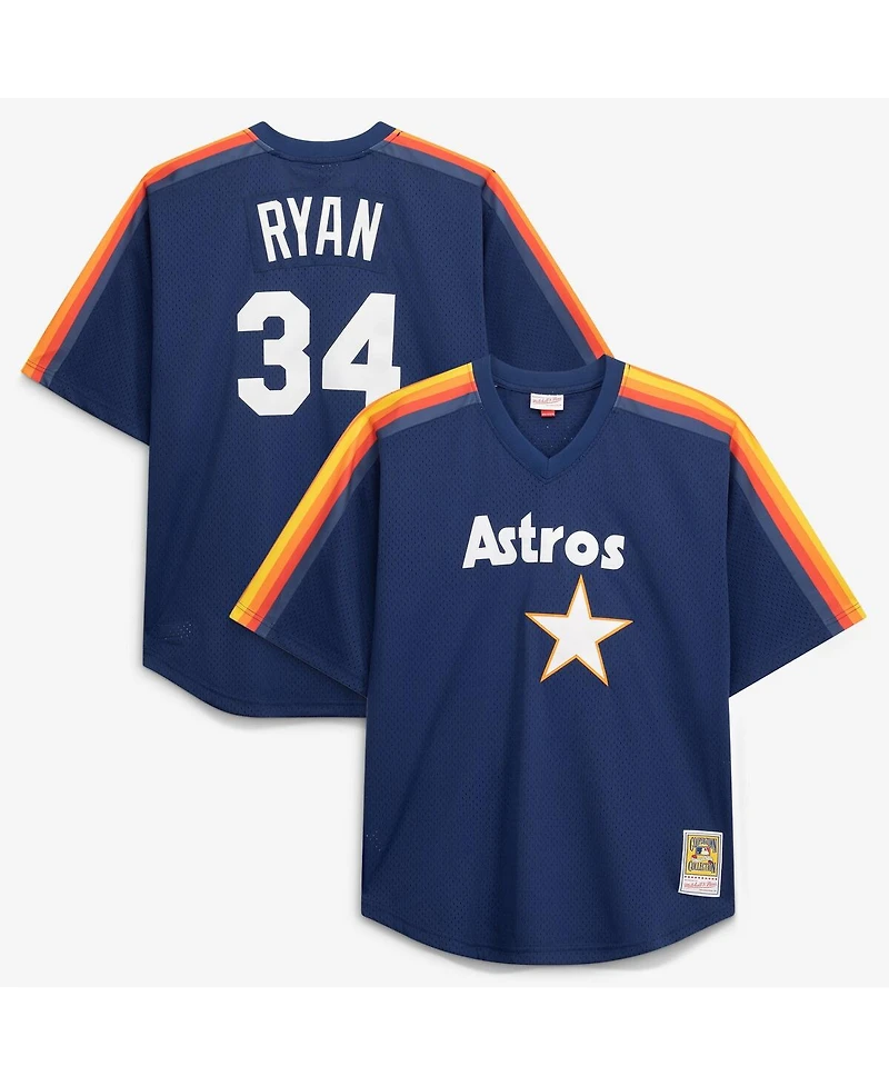 Mitchell & Ness Men's Nolan Ryan Navy Houston Astros Cooperstown Collection Big Tall Mesh Batting Practice Jersey