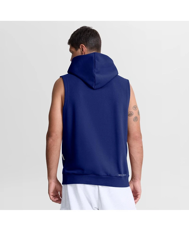 Nike Men's Royal Los Angeles Dodgers Authentic Collection Standard Issue Dri-fit Sleeveless Hoodie