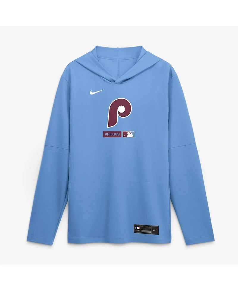 Nike Men's Light Blue Philadelphia Phillies Authentic Collection Dri-fit Long Sleeve Hoodie