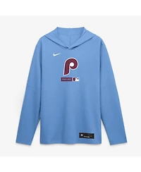 Nike Men's Light Blue Philadelphia Phillies Authentic Collection Dri-fit Long Sleeve Hoodie