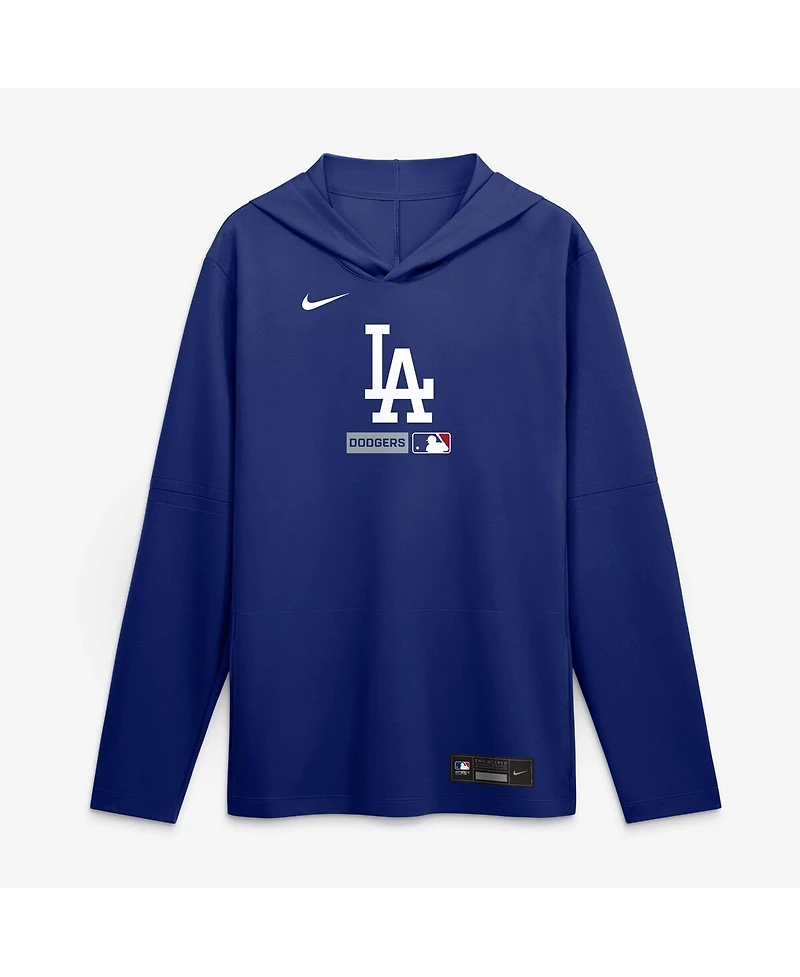 Nike Men's Royal Los Angeles Dodgers Authentic Collection Dri-fit Long Sleeve Hoodie