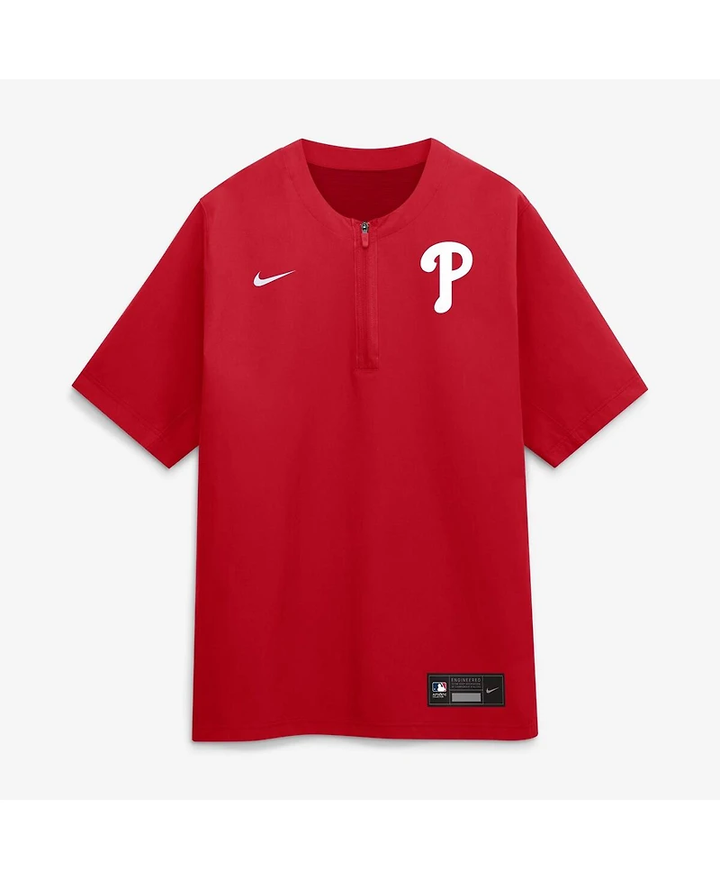 Nike Men's Red Philadelphia Phillies Authentic Collection Dri-fit Quarter-Zip Sweatshirt