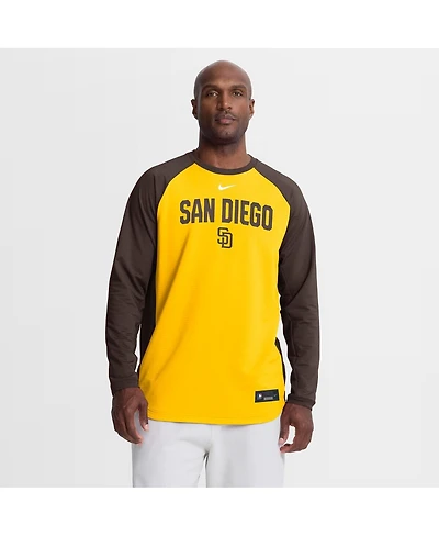 Nike Men's Gold San Diego Padres Authentic Collection Raglan Dri-fit Sweatshirt