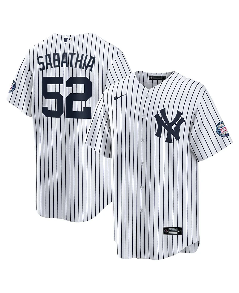 Nike Men's Cc Sabathia White New York Yankees 2025 Baseball Hall of Fame Name & Number Retired Replica Jersey