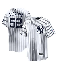 Nike Men's Cc Sabathia White New York Yankees 2025 Baseball Hall of Fame Name & Number Retired Replica Jersey