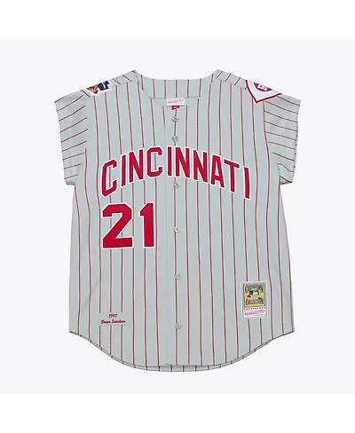 Mitchell & Ness Men's Deion Sanders Gray Cincinnati Reds 1997 Authentic Jersey