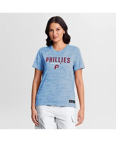 Nike Women's Light Blue Philadelphia Phillies Authentic Collection Alternate Logo Velocity Dri-fit T-Shirt