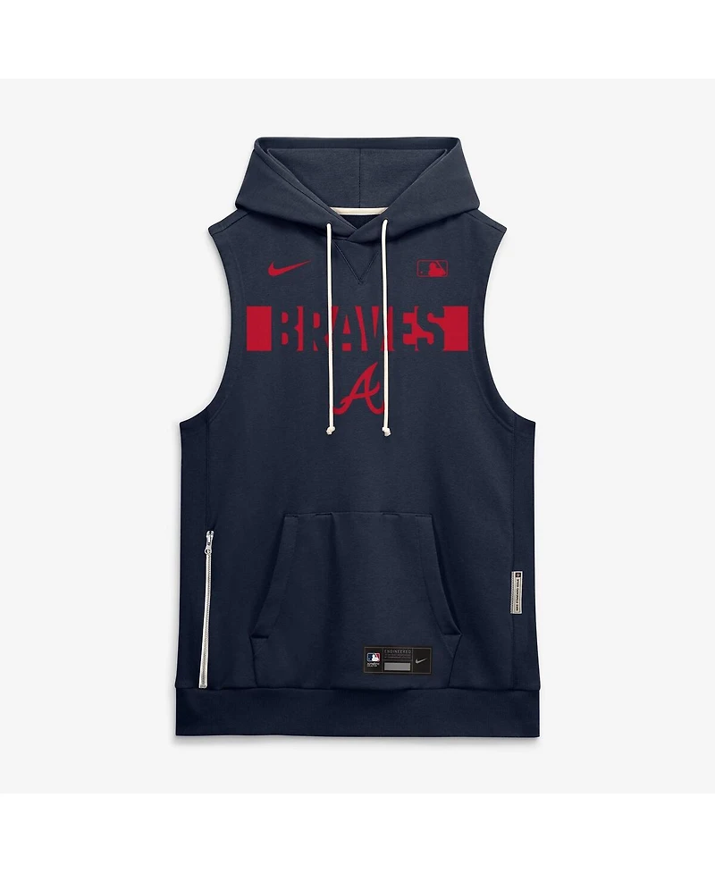 Nike Men's Navy Atlanta Braves Authentic Collection Standard Issue Dri-fit Sleeveless Hoodie